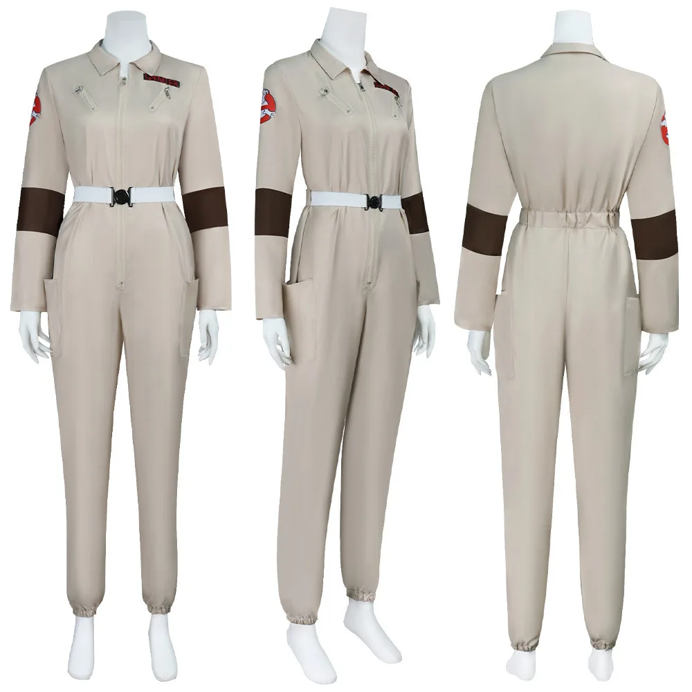Halloween-Kostüme, Filmthema, Ghostbusters, Damen-Overall, Uniform, Cosplay-Kleidung, Aprikose, geeignet für Erwachsene