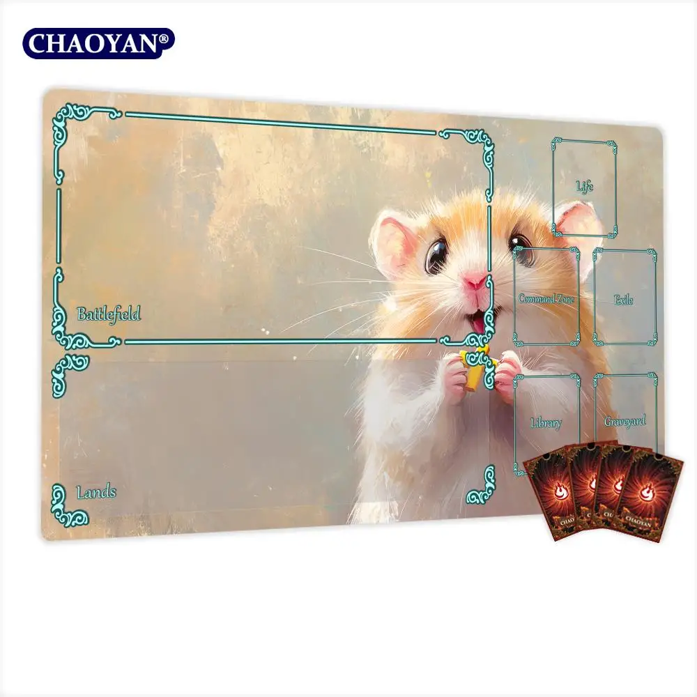 Happy Hamster TCG Playmat Magic Card Battle Mat Non-Slip Durable 35X60CM Commander playmat Board Game Mat for TCG Card Pad
