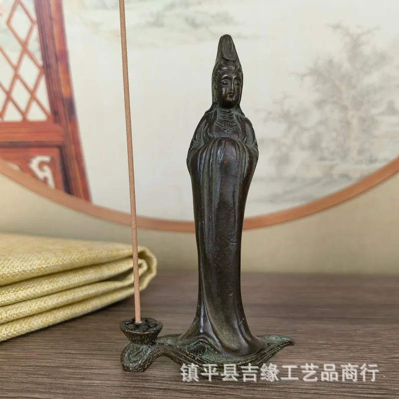 Guanyin Ornaments Water Lilies Holy-Water Vase Avalokitesvara Free Guanyin Home Decorative Crafts Gilding Guanyin