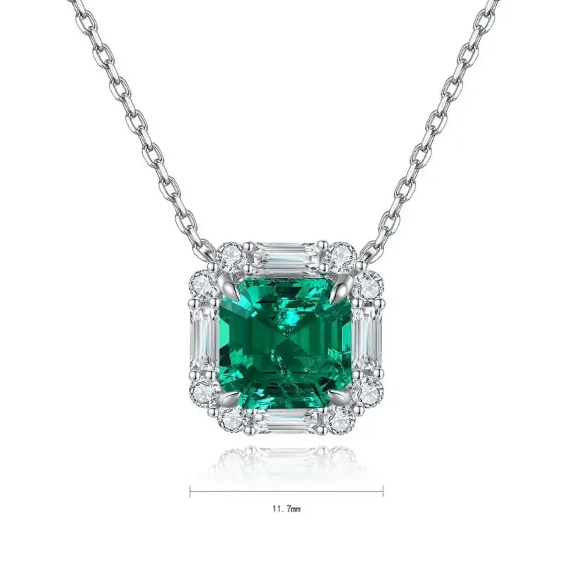 

RUIF 2024 Hot Sale S925 Silver Main Stone 2.21ct Simulated Diamond Necklace Lab Grown Emerald Classic Style