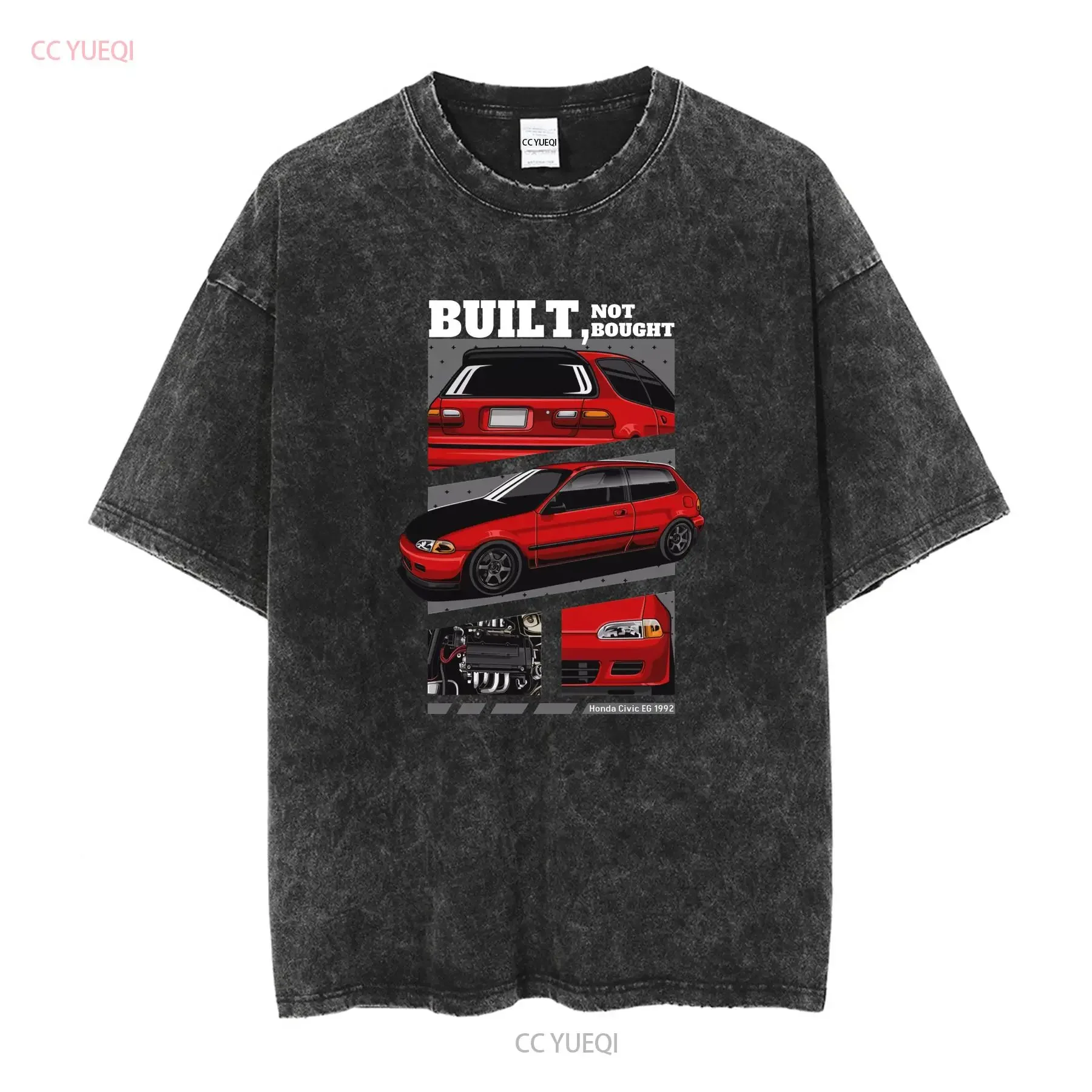 Civic EG 1992 T shirt Built not Bought 100 cotton quality For Boyfriend long or short sleeves vintage Washed Unisex Casual