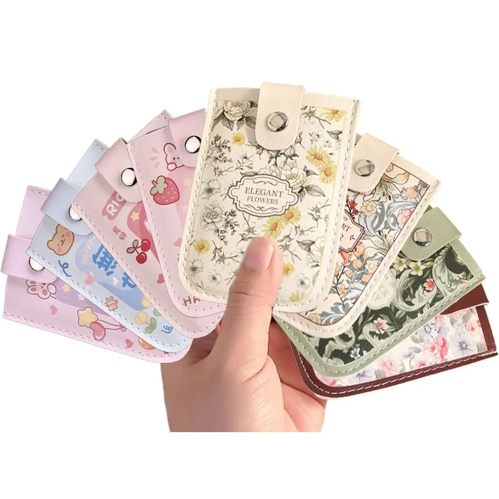 Mini Wallets Laminated Concealed Pull-out Business Card Case 5 Card Pockets PU Leather RFID Blocking ID Card Holder