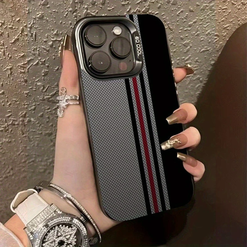 

Braided texture and colored striped phone case for iPhone 17 16 15 14 13 12 11 Pro/ Max /Plus anti-fall and shock