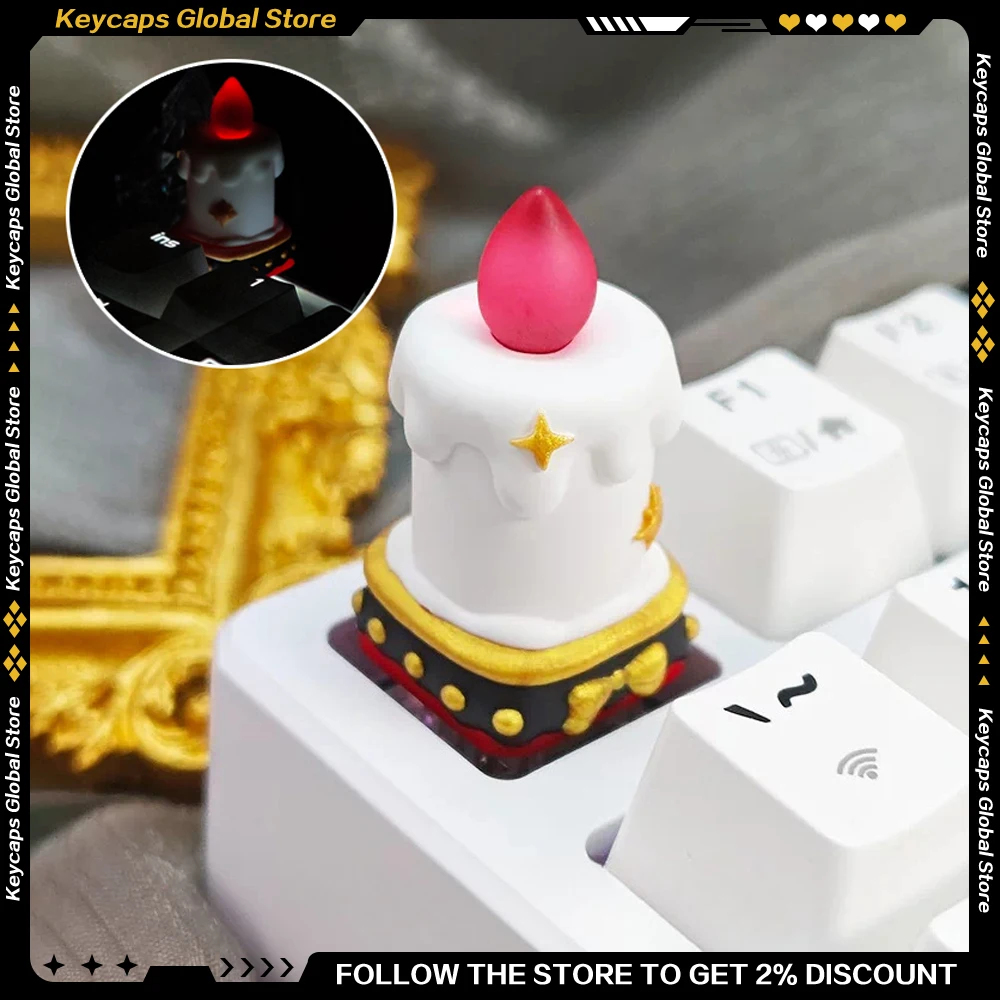 Light Transmitting Candle Keycaps Resin Material 3D ESC Key Personalize Artisan Keycap for Mechanical Keyboard MX Switch
