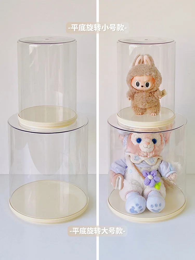 Caja de exhibición de colgante Labubu, caja ciega de almacenamiento de muñeca Labubu transparente giratoria, exhibición de almacenamiento a prueba de polvo y humedad