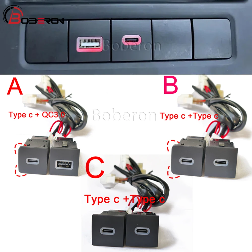 12V/24V Car Charger USB QC3.0 Socket Charging Outlet Power Adapter PD Type C for VW Golf 6 Jetta 5 MK5 Scirocco 2006 - 2012