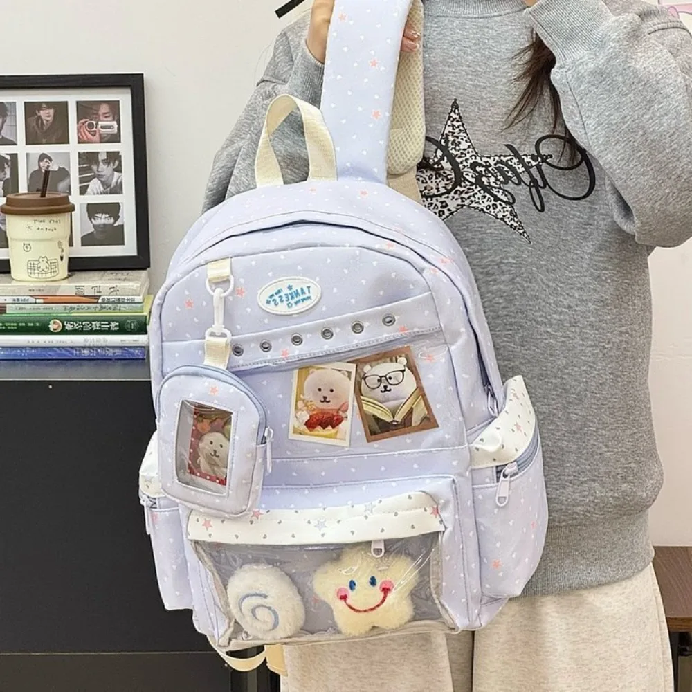 

Lightweight Large Capacity Women's Backpack Fashionable Casual Backpack for Going Out Sweet and Cute Polka Dot Star Ita Bag