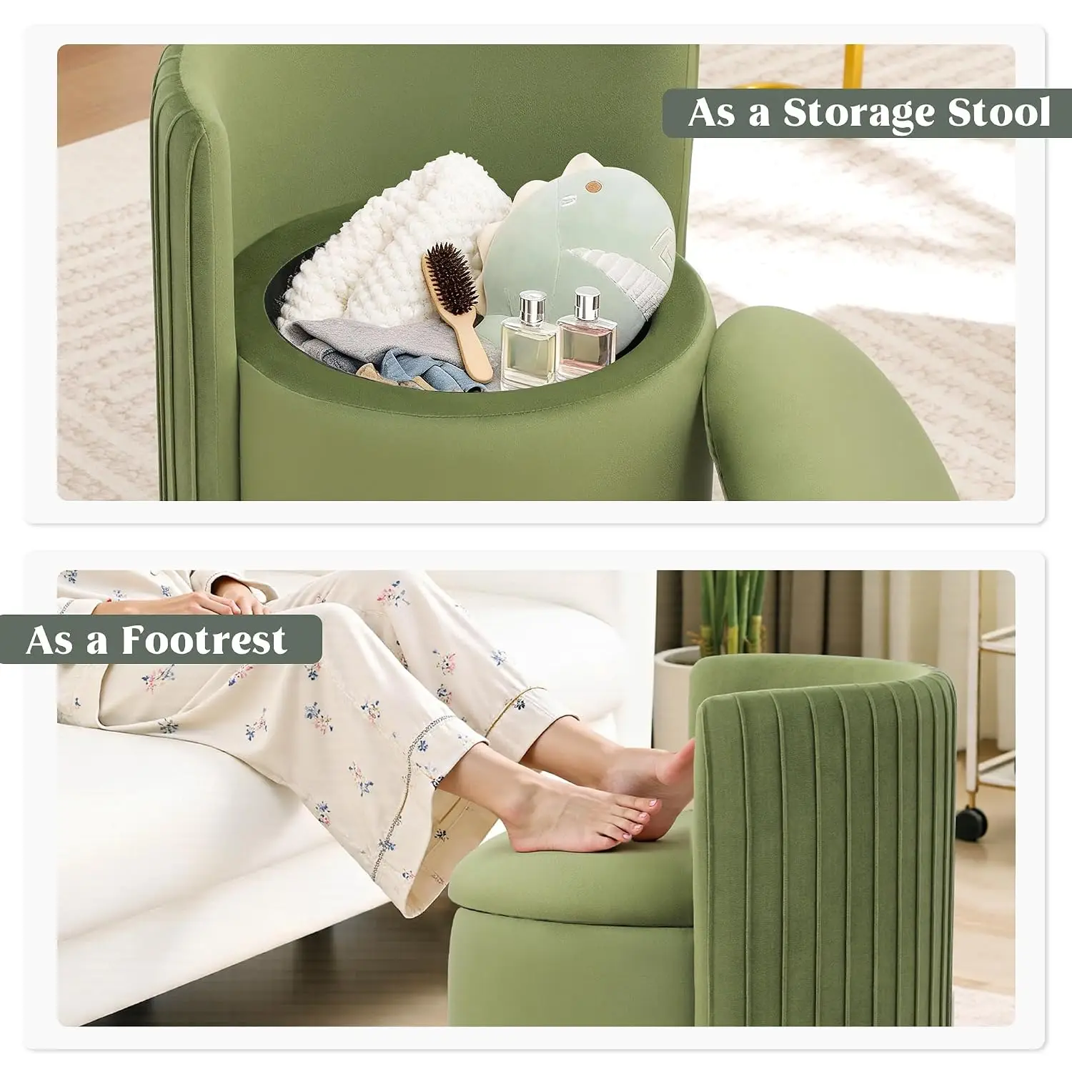 Velvet Vanity Chair for Bedroom No Assembly 360° Swivel Vanity Chair with Storage Modern Makeup Accent Stools for, Customized - view 6