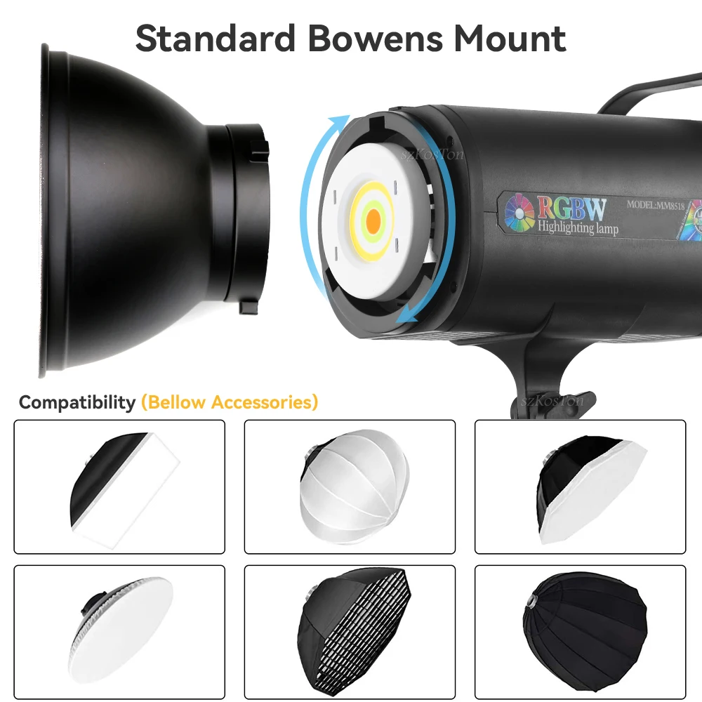 RGB COB LED Photo Studio Lamp ​Photography Fill Light 1700K-12000K CRI96+ for Bowens Mount Video Portrait Recording Live Stream