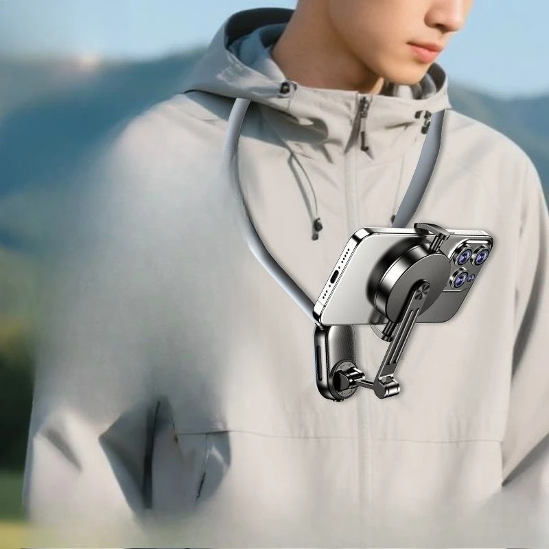 

Magnetic mobile phone holder shooting anti-shake neck type