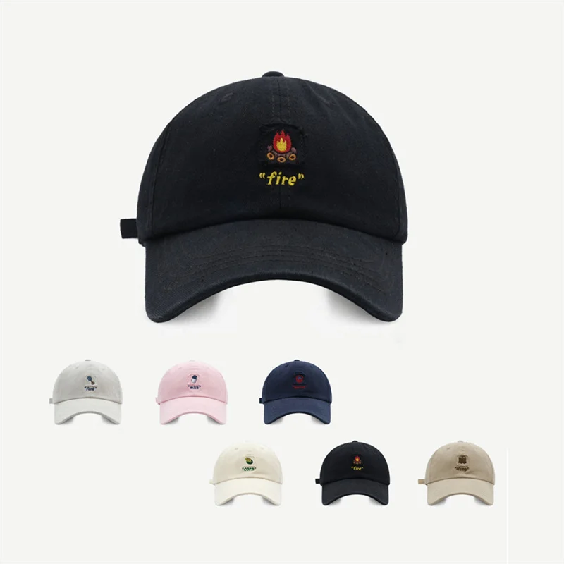 Women's Men's Cartoon Label Embroidery Baseball Cap Fashion Solid Color Dad Hat Unisex Outdoor Sport Cotton Sunhats Gorro Bone