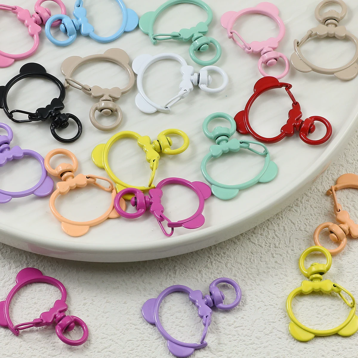 3~9PCS 36MM Colourful Baking Varnish Zinc Alloy Bear Lobster