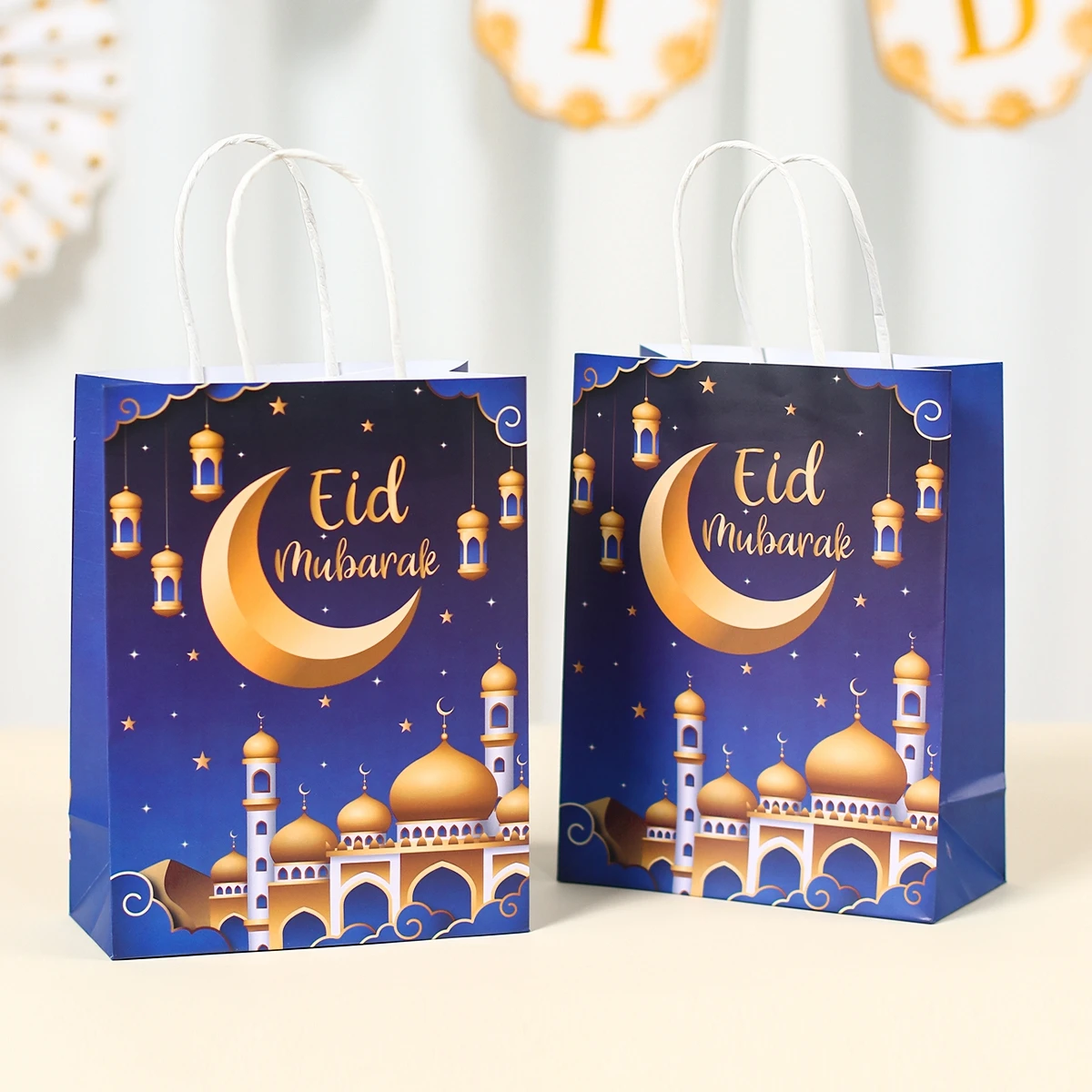 4 Stuks Eid Mubarak Geschenkzak Ramadan Kareem Nonwoven Zakje Cookie Candy Verpakking Tassen Moslim Islamitische Ramadan Party Decor Benodigdheden