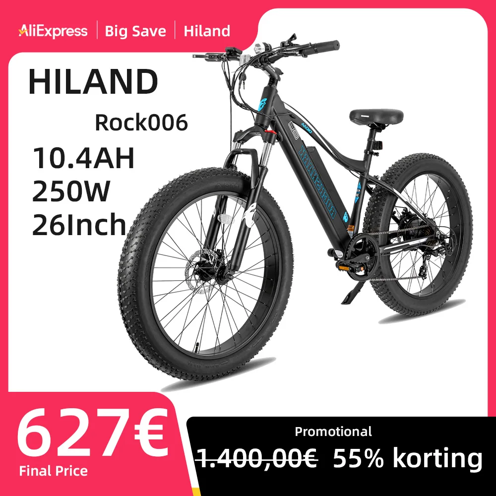 Hiland Rock006 26 Inch Fat Tire Mountainbike, Shimano 7-Speed Bike, Dubbele Schijfrem, Vorkvering Mountainbike Voor Volwassenen