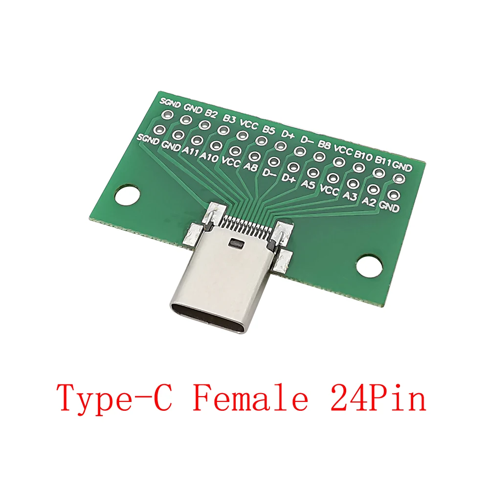 USB 3.1 Type-C 24 Pin Female Socket Connector Type C 24P 2.54mm Connectors Socket For Data Cable Transfer Repair Replacement DIY