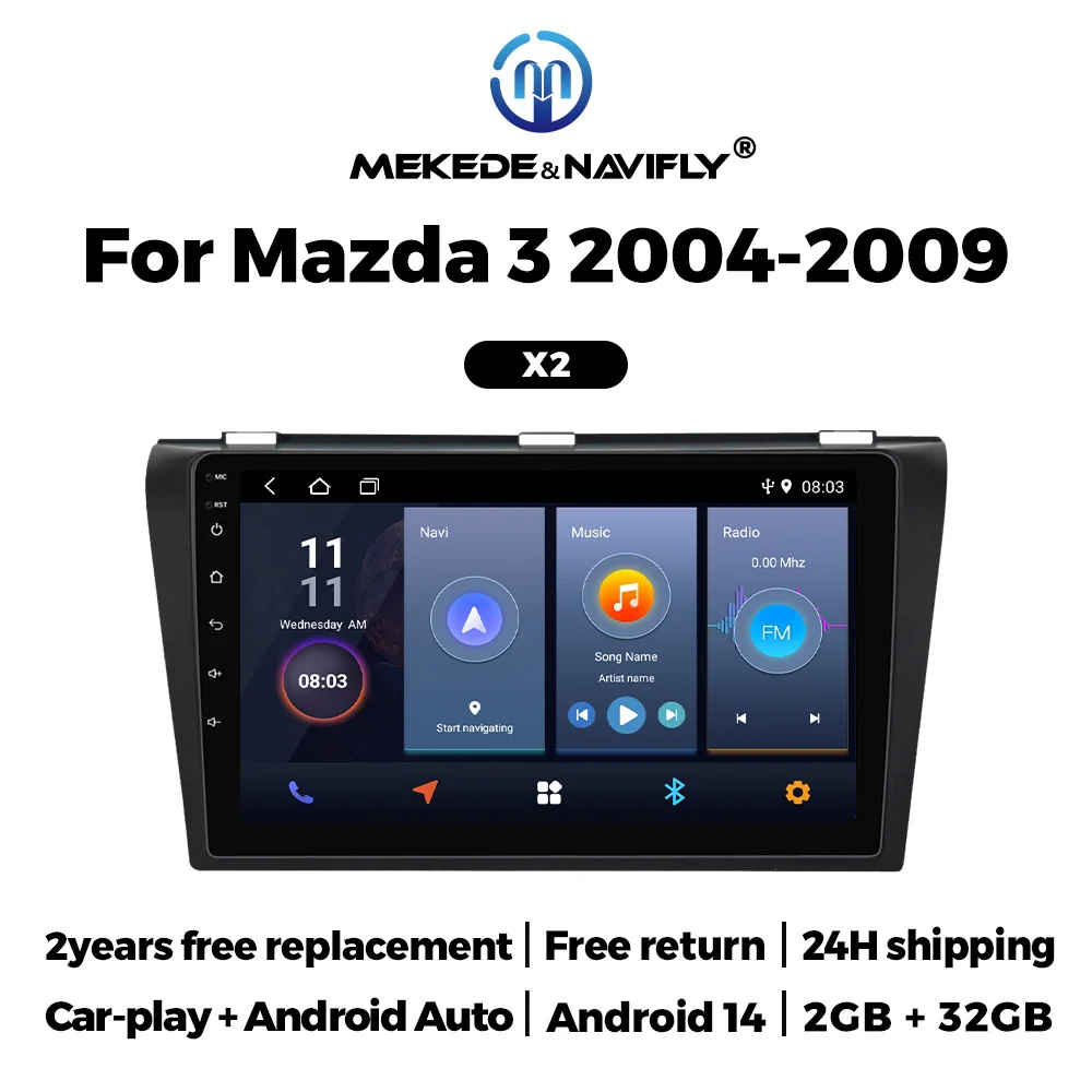 NEW 2025 Car Radio For Mazda 3 2004 2005 2006-2009 Car AutoRadio Android 14 Multimedia Video Player Navigation GPS DVR Stereo