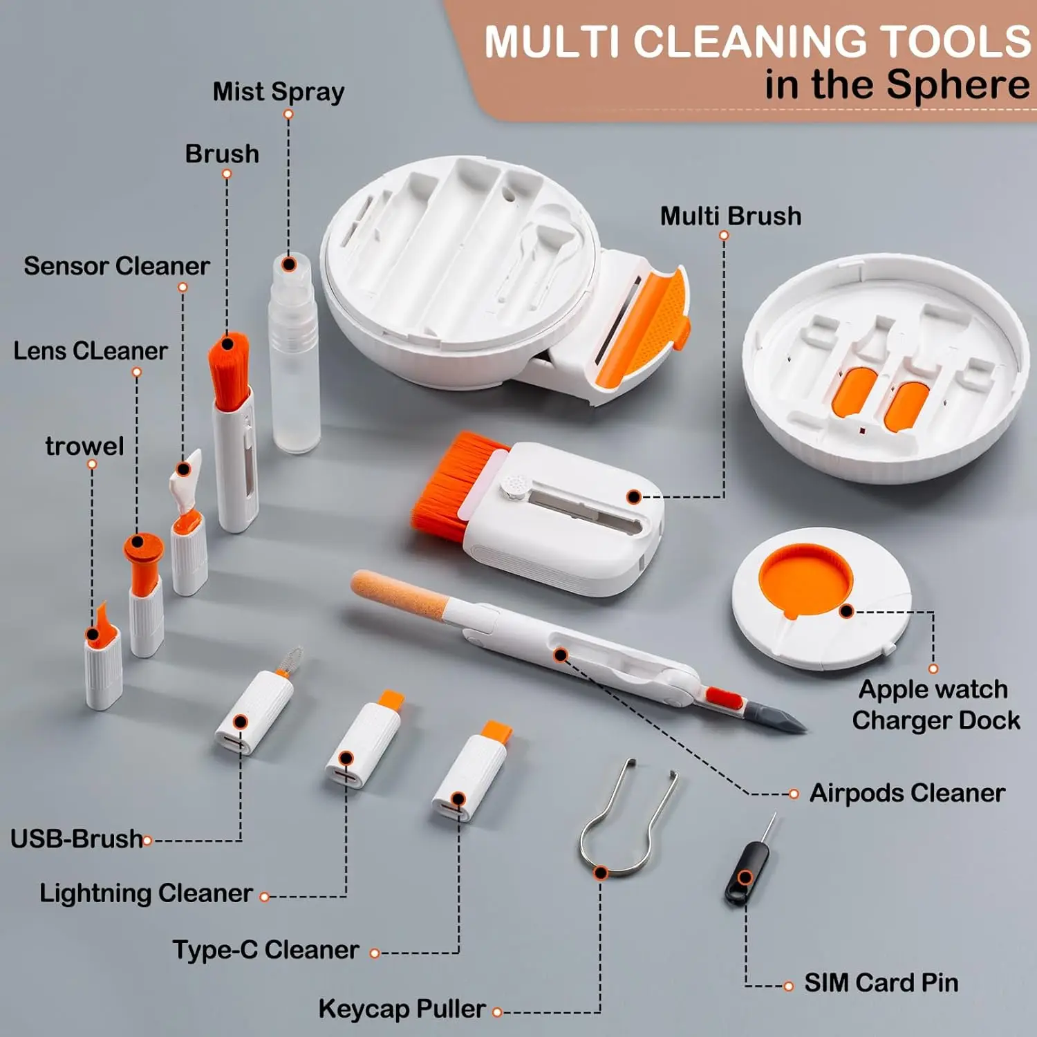 25 in 1 Phone Screen Cleaning Kit  Charging Port Cleaner Keyboard Cleaner for Lightning Charger Cables Computer Laptop Lens