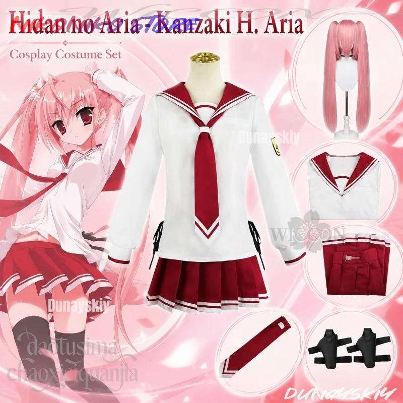 

Anime Hidan No Aria Cosplay Kanzaki H. Aria Costume Kawaii Japanese School Uniform JK Dress Sweet Suit Pink Twin Ponytails Cos