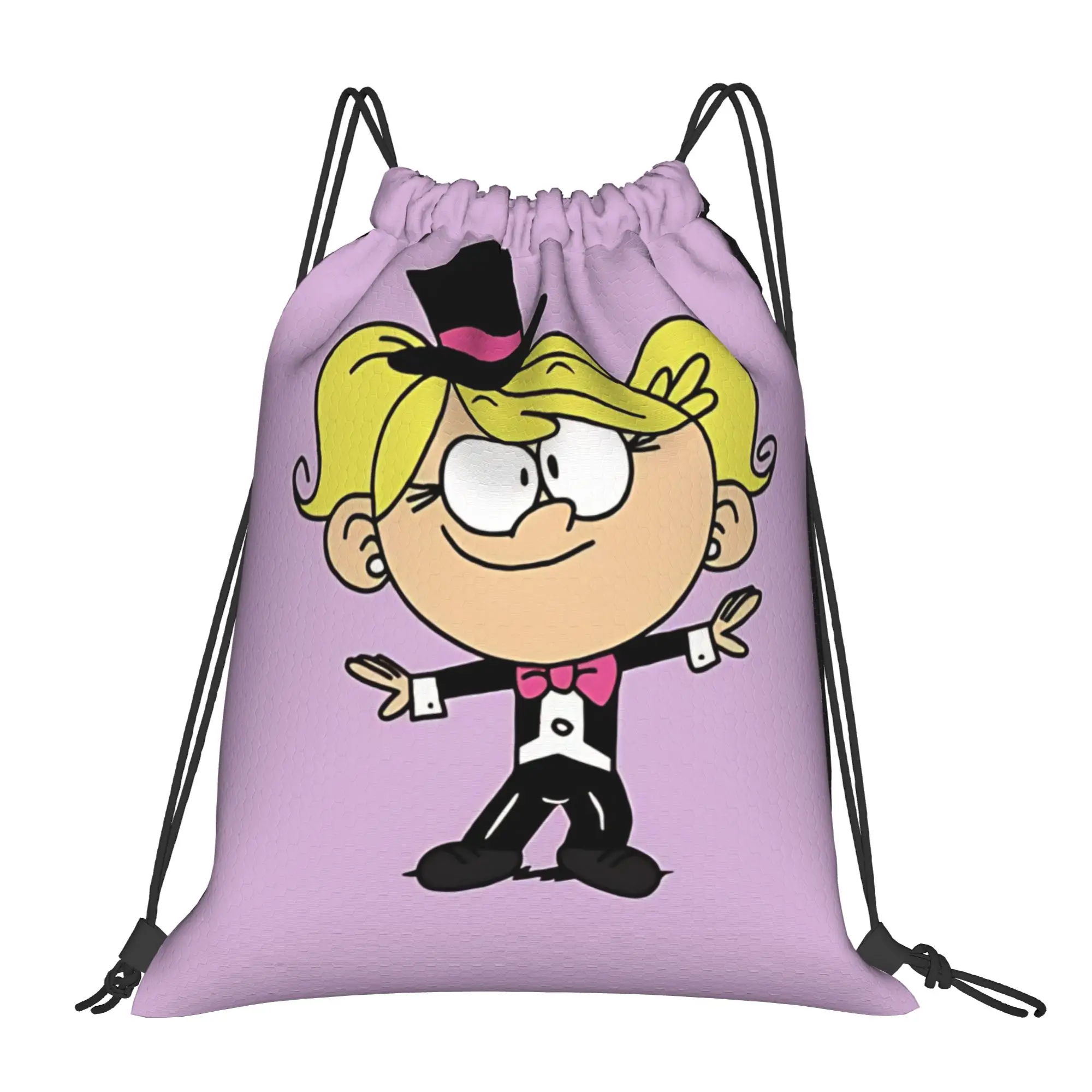 The loud house casual cartoon  Portable Hiking Riding Gym Drawstring Storage Sporty Backpacks