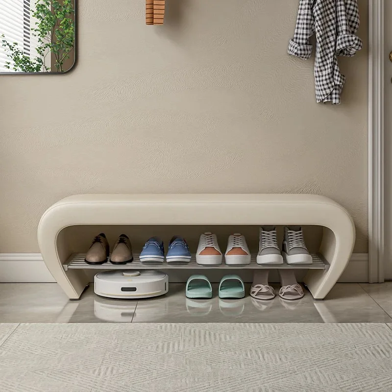 

High-end household shoe changing stool wall-mounted storage shoe rack stool soft and comfortable decorative furniture