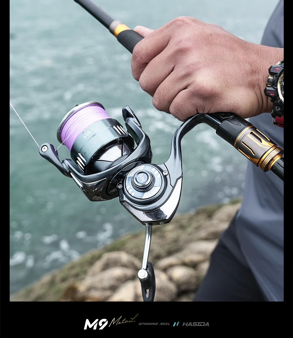 HASIDA M9 Spinnrolle Vollmetall Salzwasserbeständig Weitwurf Offshore-Bootsangeln Jigging Hohe Leinenkapazität für Angler – Detail 5