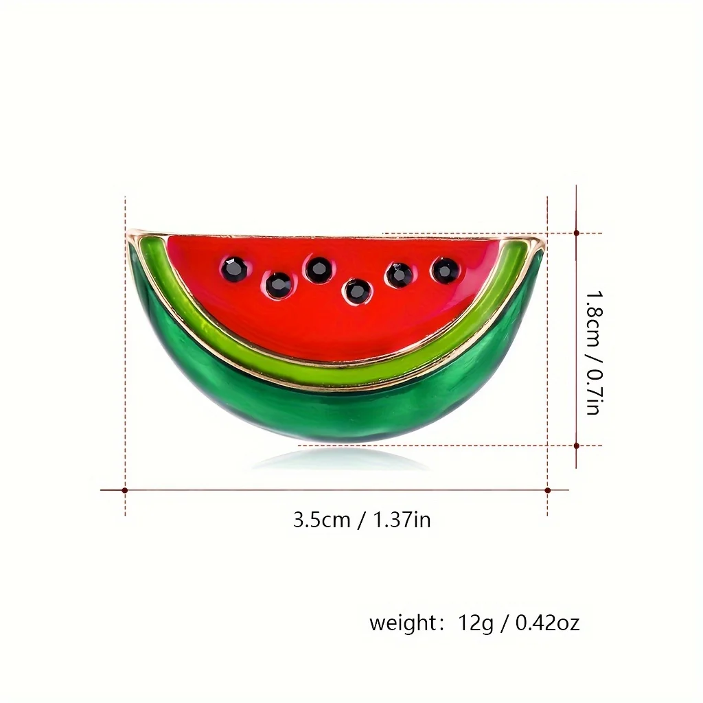 Una bella spilla tridimensionale di anguria del fumetto arcobaleno frutta spilla in metallo corpetto abbigliamento quotidiano gioielli regali