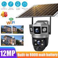 12MP Dual Lens Solar IP Camera Three Screen 4G 6K Security Outdoor WiFi Webcam PIR Night Vision Waterproof Home Surveillance Cam