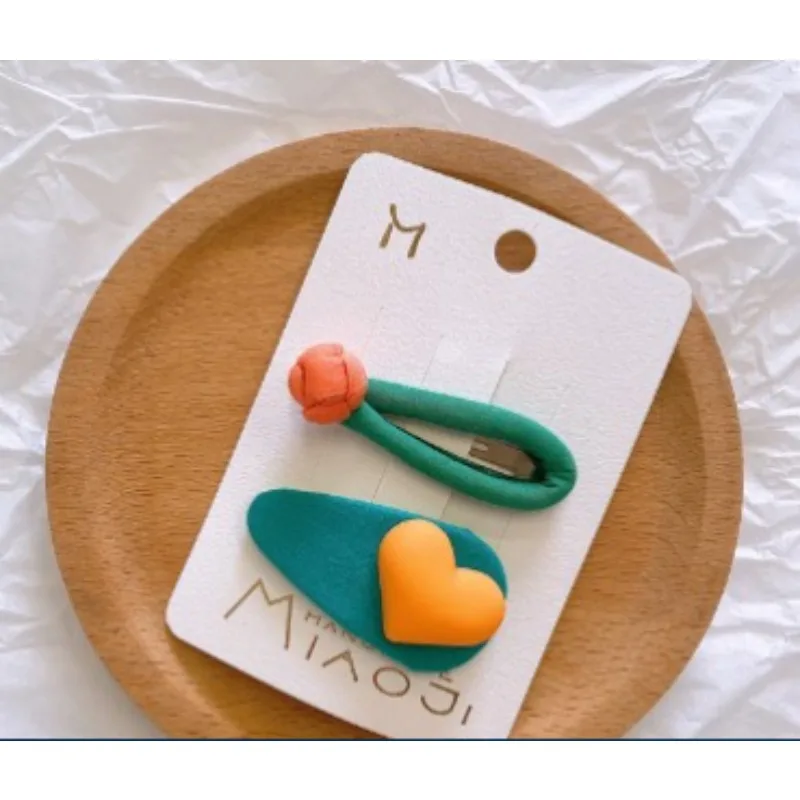 

Korean Spring Heart Shape BB Clip Chinese Knot Bow Hairpin Mother Daughter Set 2 Pack