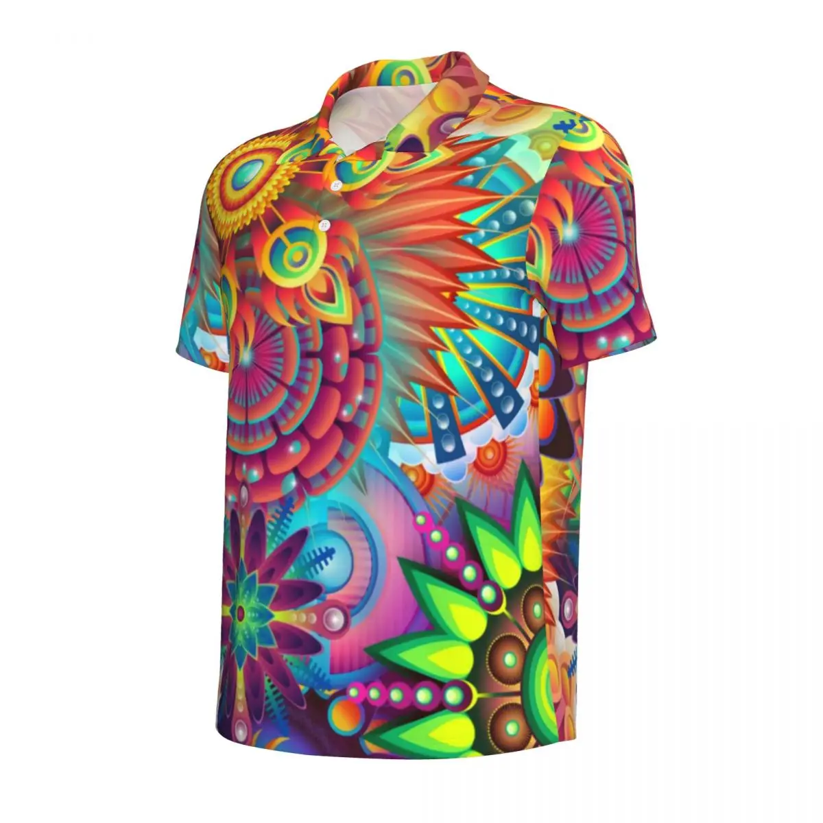 Psychedelic 60s Polo Shirt Men Bohemia Vintage Print Casual Shirt Summer Collar T-Shirts Short Sleeve Design Oversized Clothes