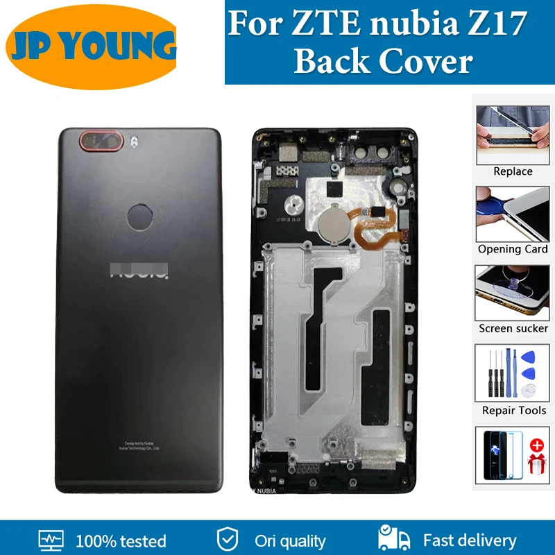 

100% Original Back Cover For ZTE Nubia Z17 NX563J Back Battery Cover Door Housing Case Rear Glass Parts with lens Replacement