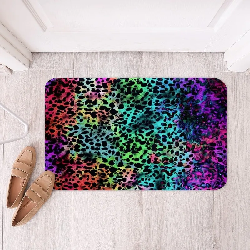 Trendy Door Mat Zebra Leopard Stripe Design Welcome Entrance Rug Color Block Soft Non-Slip Carpet Fashion Animal Print Mat