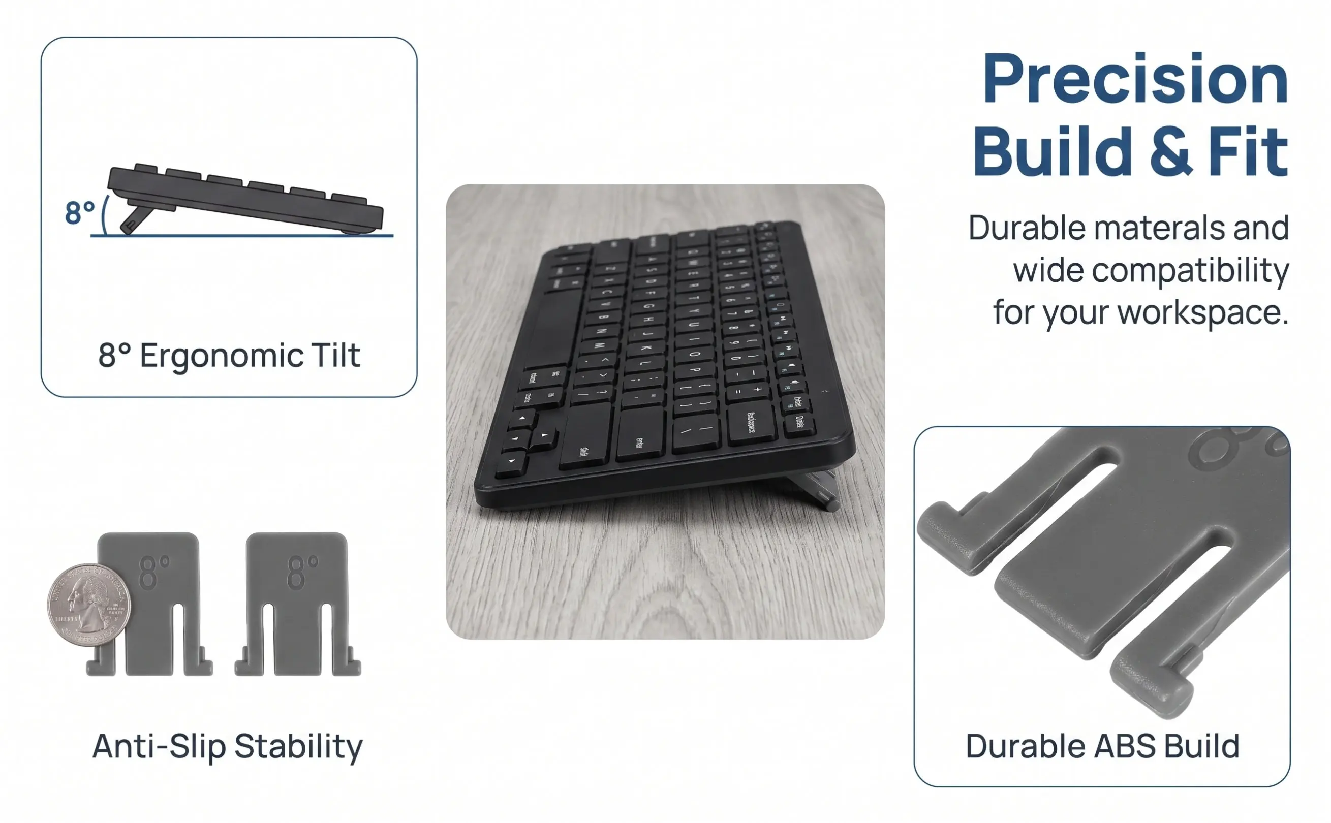 1Pair Keyboard Leg Stand Replacement ABS Keyboard Feet Stand Compatible K220 K270 K260 K275 K235 Reduce Wrist