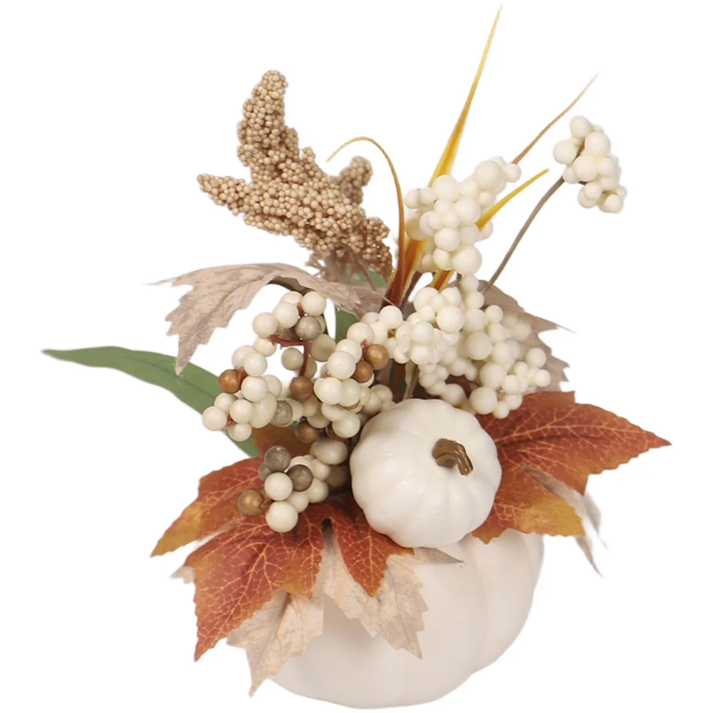 Fall-Themed Pumpkin and Maple Leaf Decor Set for Thanksgiving Table Centerpieces Mantel Displays and Covered Patio Styling