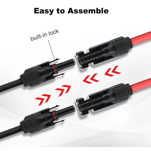 Imagen 2 del producto Cable de extensión de panel solar, cable de panel solar 16/14/12 10AWG con conectores impermeables hembra y macho para vehículos recreativos y sistemas fotovoltaicos