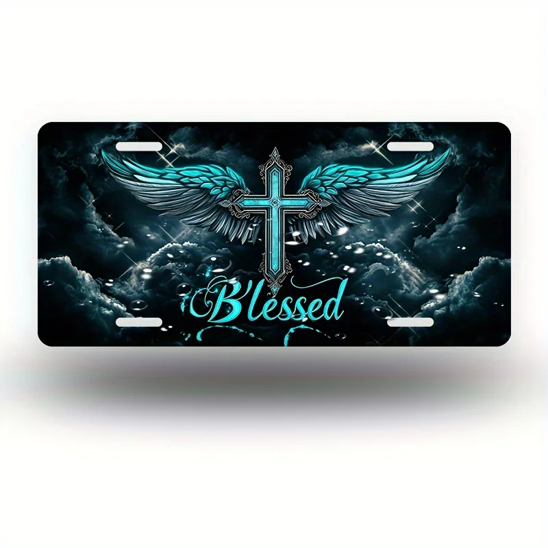 Front License Plate with Winged Celestial Scene And The Word 