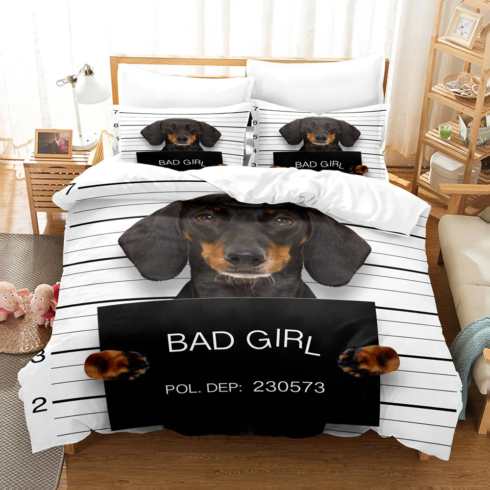 Imagem -04 - Cachorro Consolador Capa de Edredão Twin Crianças Bonito Jogo Cama dos Desenhos Animados Filhote de Cachorro Padrão Duvet Cover Conjunto 3d Quilt Consolador Capa & Fronhas