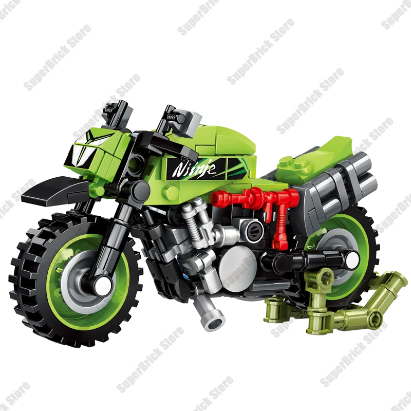 Urban Creativity Series Speed Champions OffRoad Vintage Motorbikes Building Block Touring Trailer Racing Classic Model Brick Toy