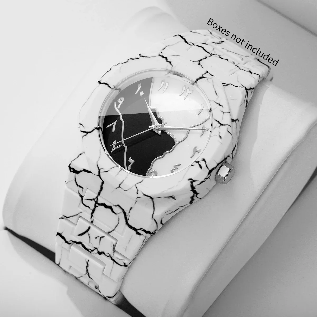 Fashion Plastic Strap Unisex Watch Marble Texture Arabic Dial Men Quartz Wristwatches Clock Gift Relogio Masculino（Without Box）
