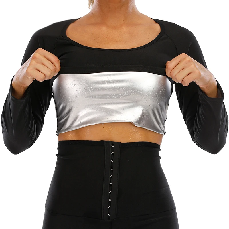 Women Sauna Suit Fitness Exercise Sauna Sweat Suit Long Sleeve Sauna Tops Sweat for Women Shapewear Weight Loss Body Shaper