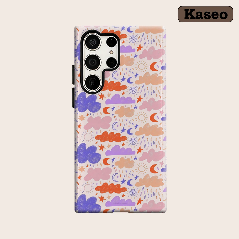 

Kaseo Phone Case for Samsung Galaxy S26 S25 Ultra S24 S23 Ultra Plus Shockproof Double Layer Pastel Celestial Cloud Cover