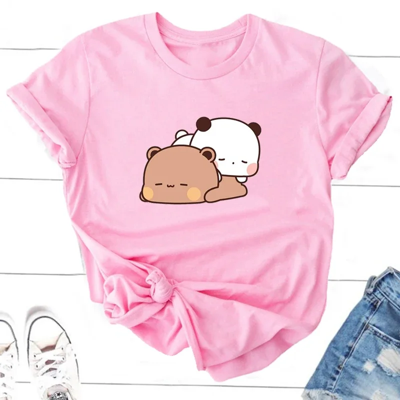 Cute Bubu and Dudu Are Sleeping Cute T Shirts Women Cotton Kawaii Cartoon Funny Graphic Tshirt Summer O Neck 90s Clothes Tees