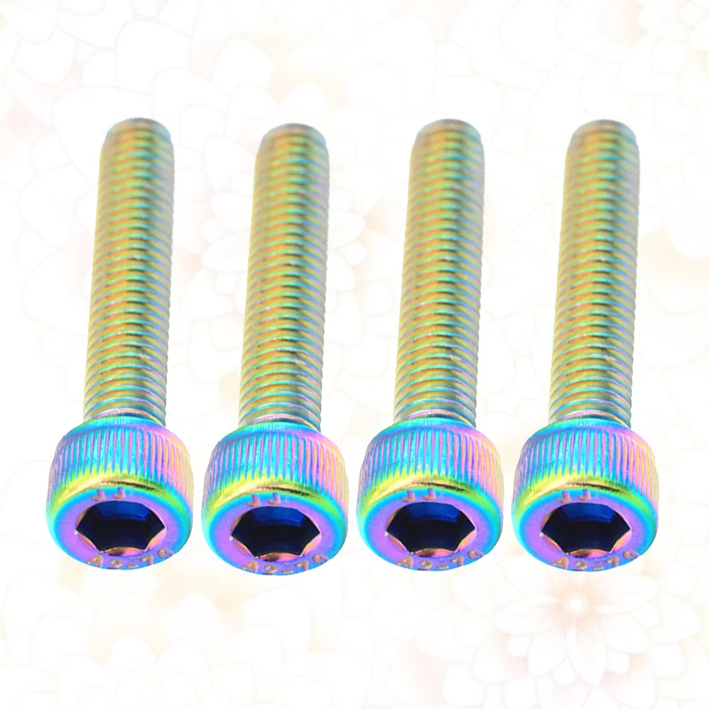 

4pcs Stainless Steel Bike Headset Screw For Mountain Road Fixed Gear Bicycle Fork Cap Dazzling Color Bike Accessory Cycling