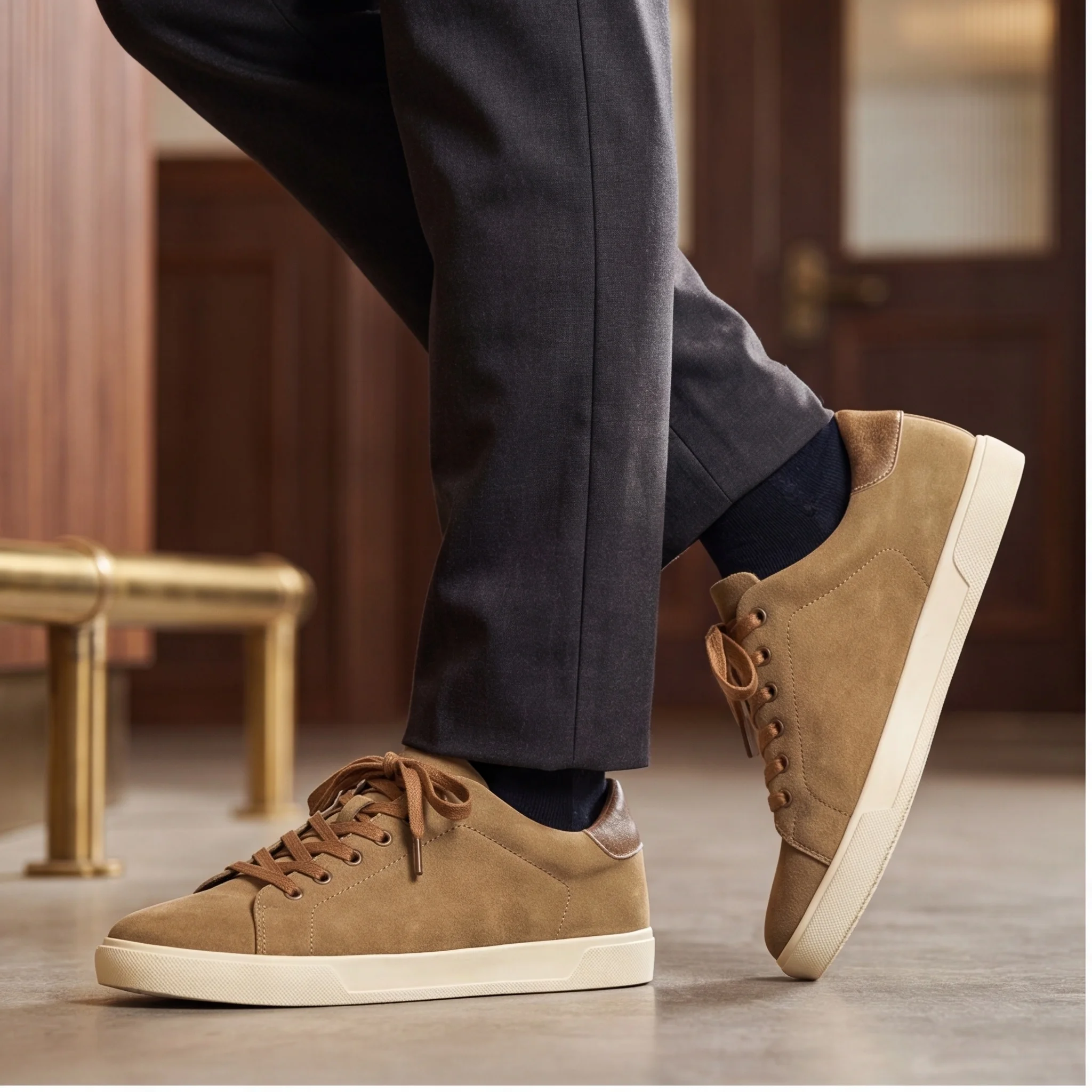 Herren-Sneaker und Freizeitschuhe mit Kontrast-Absatzverstärkung für Herren, Freizeitkleidung, Herrenschuhe, niedriger Schaft – Detail 2