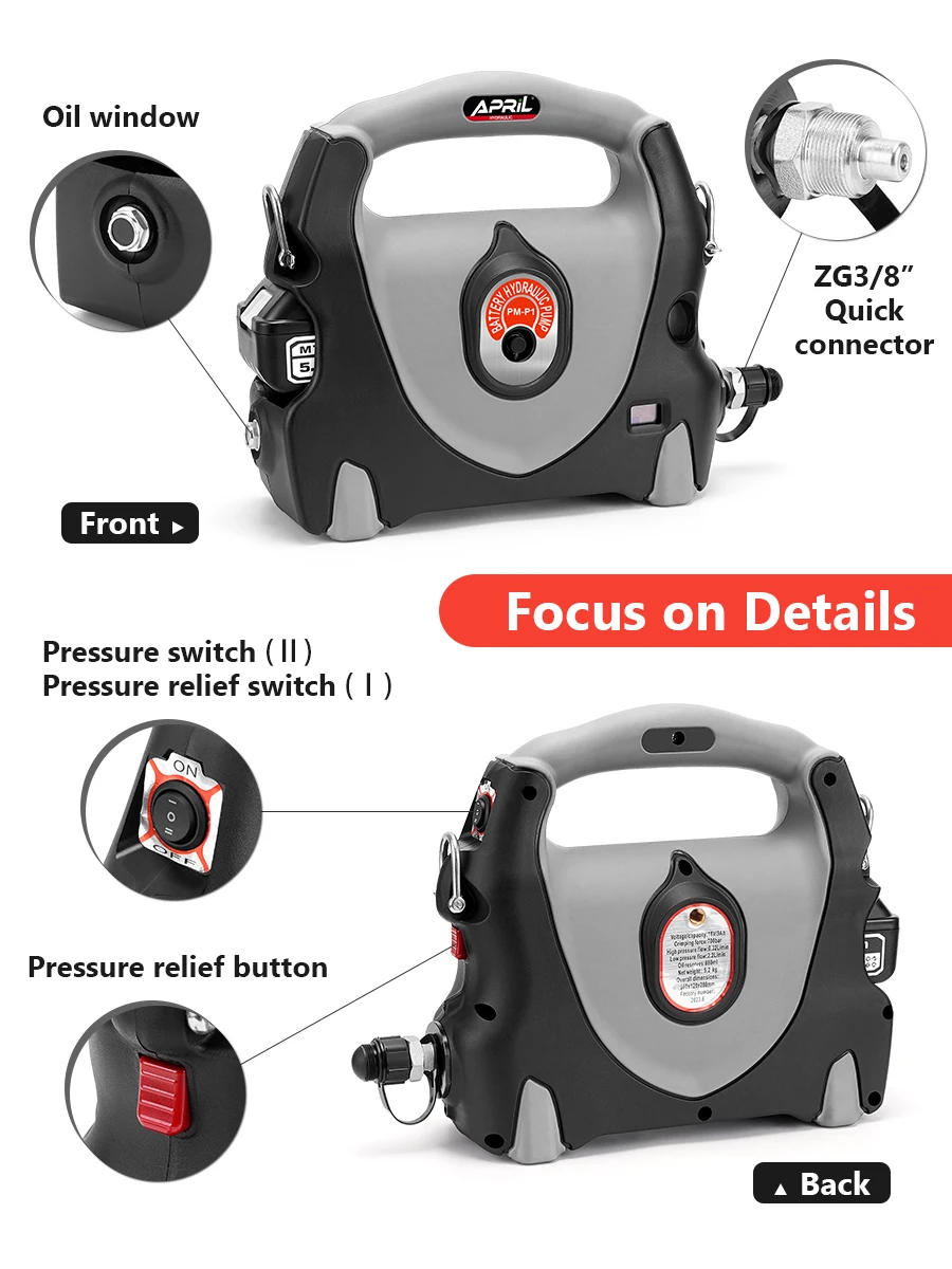 Mini Electric Battery Hydraulic Pump PM-P1 Suitable for Outdoor High-altitude Working Remote Switch Control