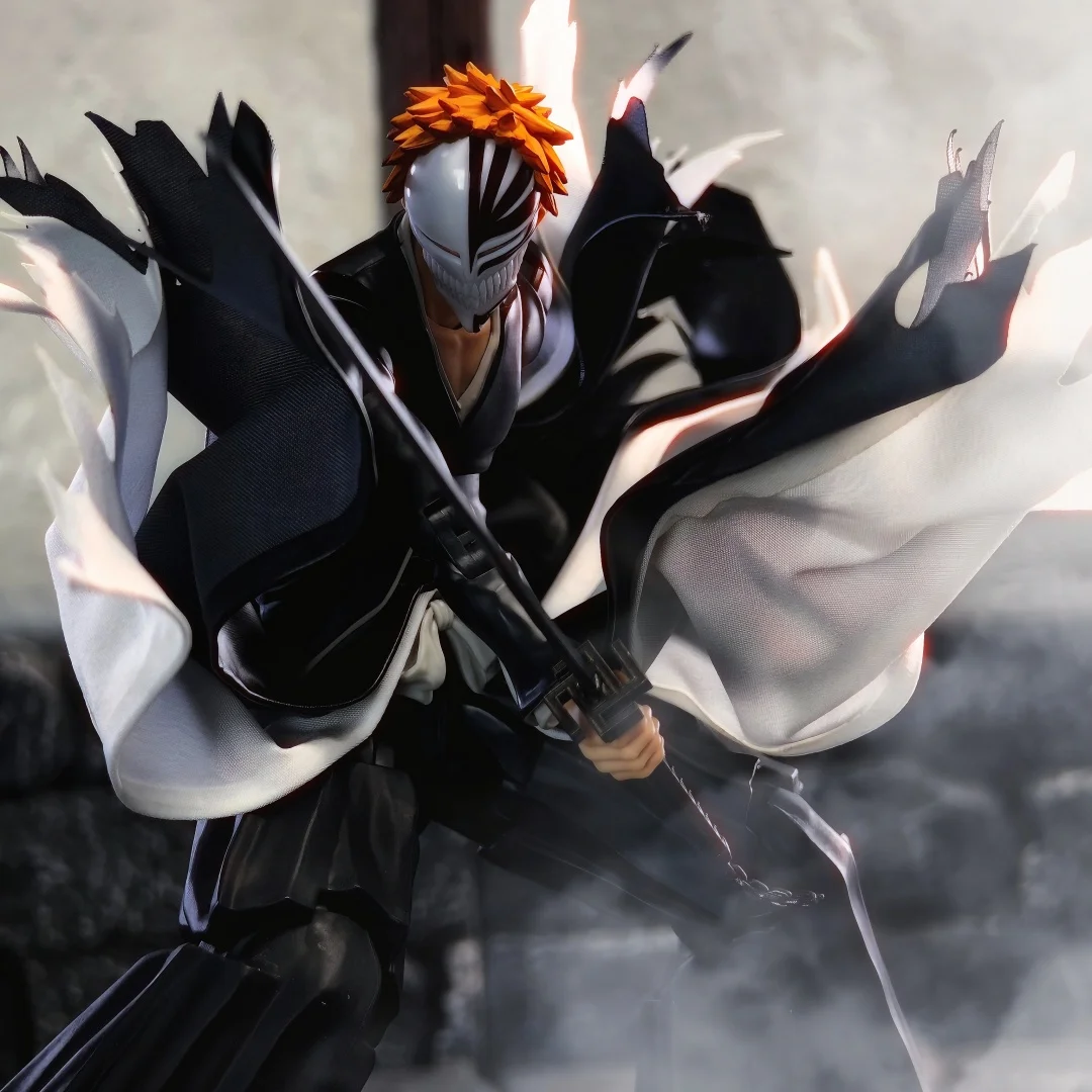 Bleach Shf Anime fait à la main Kurosaki Ichigo l'ourlet de la guerre du sang de mille ans d'une jupe construite en fil de fer convient au jouet 1/12