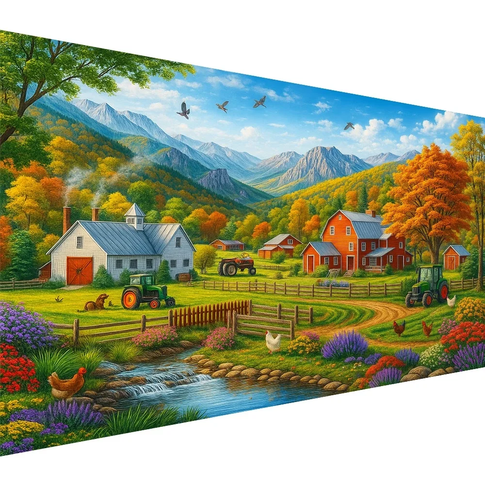 DIY Diamond Embroidery Set Farmhouse Landscape Full Square Round Diamond Diamond Embroidery Mosaic Handmade Home Decor