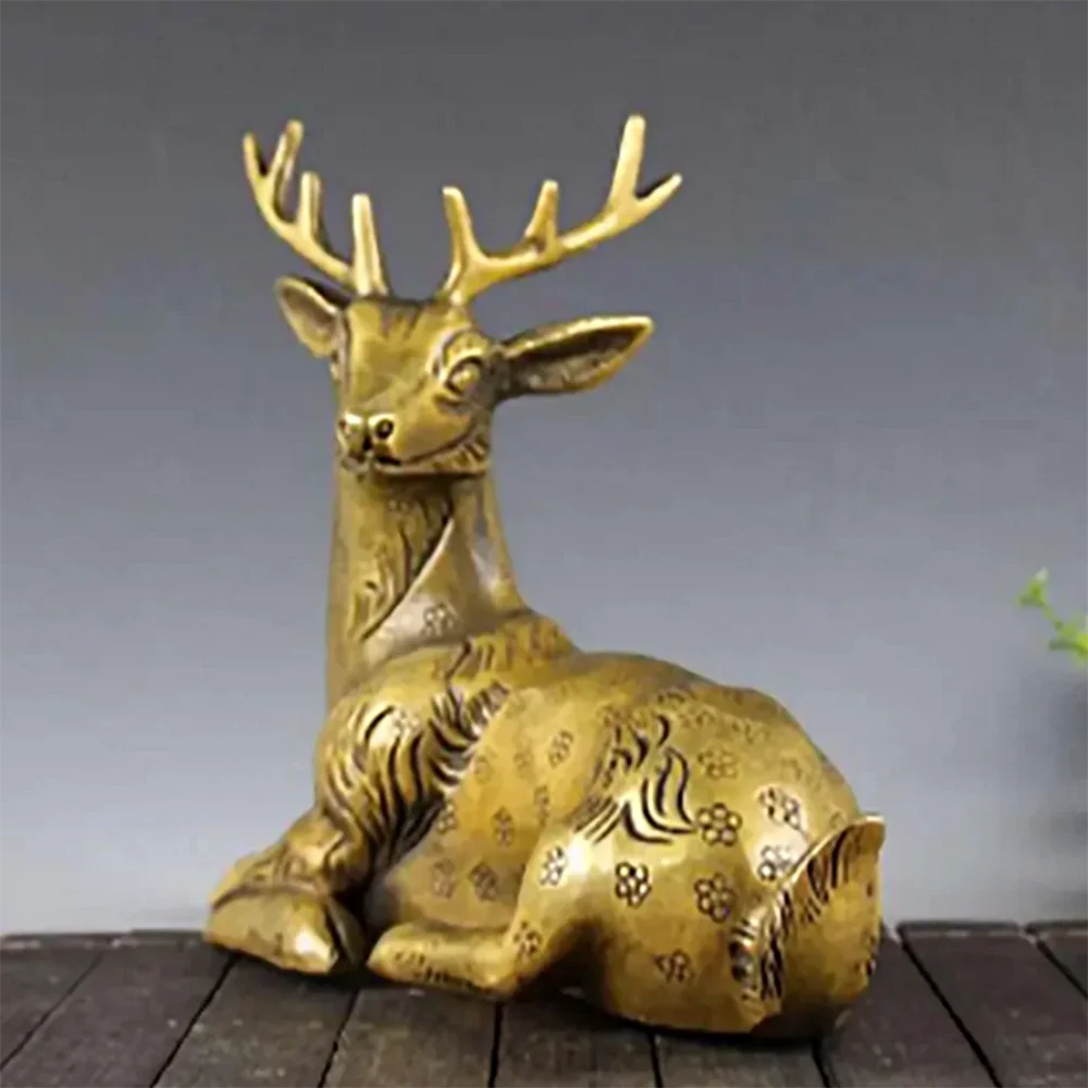 Copper Statue Bronze Sika Deer Ornaments Home Decoration Crafts