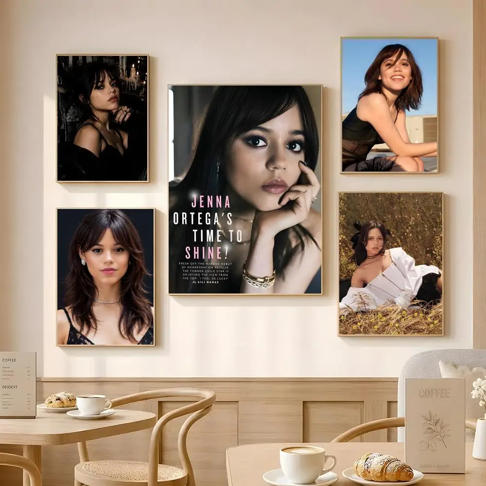 Actor Jenna Ortega Poster Poster Self-adhesive Art Waterproof Paper Sticker Coffee House Bar Room Wall Decor