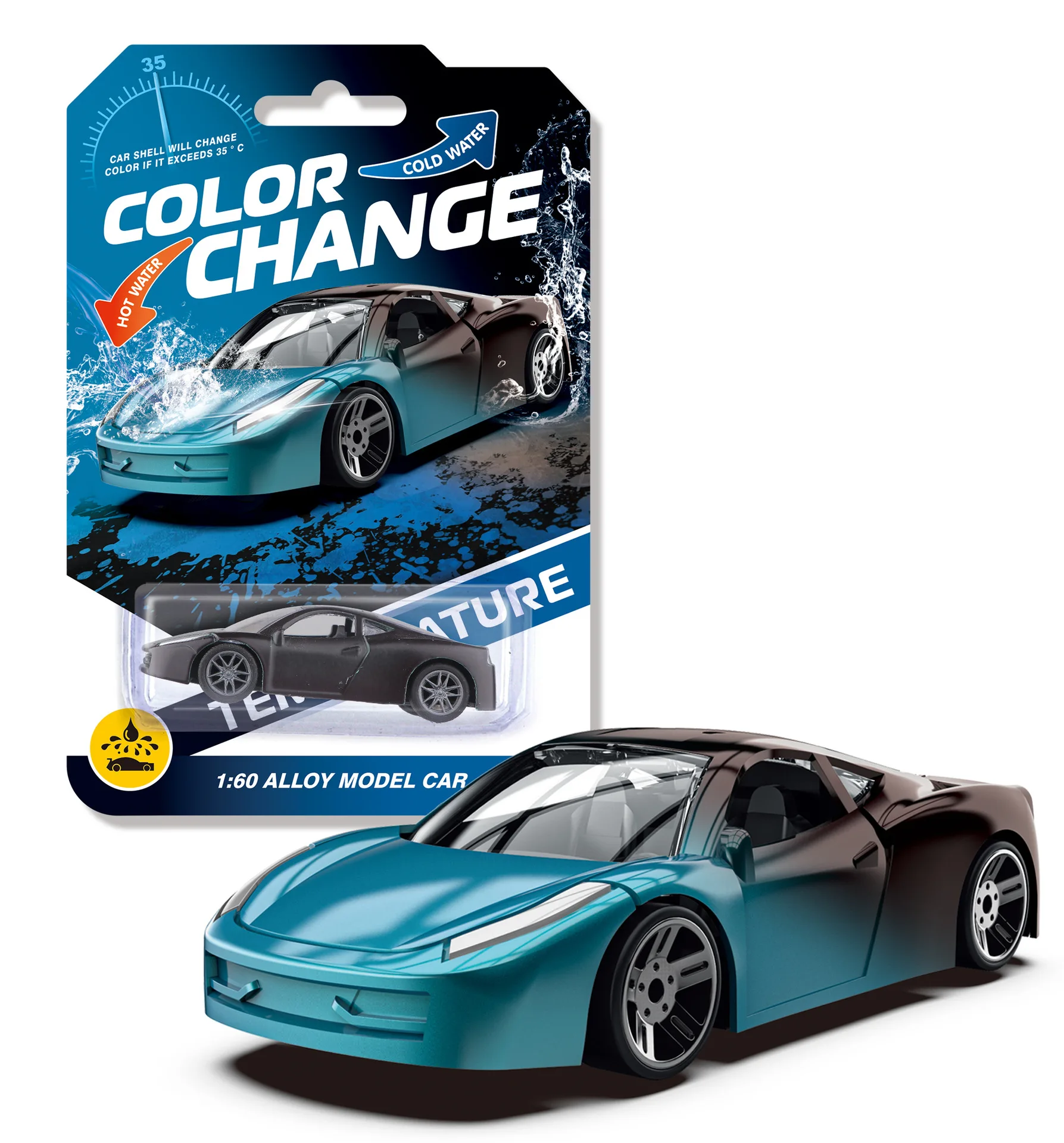 Voiture de course coulissante en alliage 1:64, changement de couleur, cadeaux pour enfants, détection de décoloration de température, modèle de voiture de course à inertie pour garçons