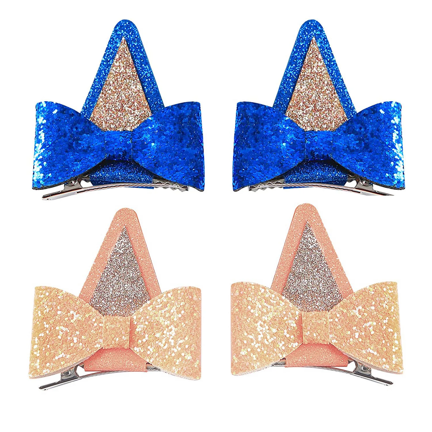 2 Colors Cartoon Bowknot Cat Ear Hair Clips Cute Cat Ear Bangs Clip Headband Hair Band Fashion Women Girls Hair Accessories